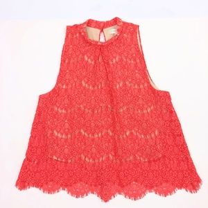Pink Lace Crop Top Love. Fire Tank SZ Small
